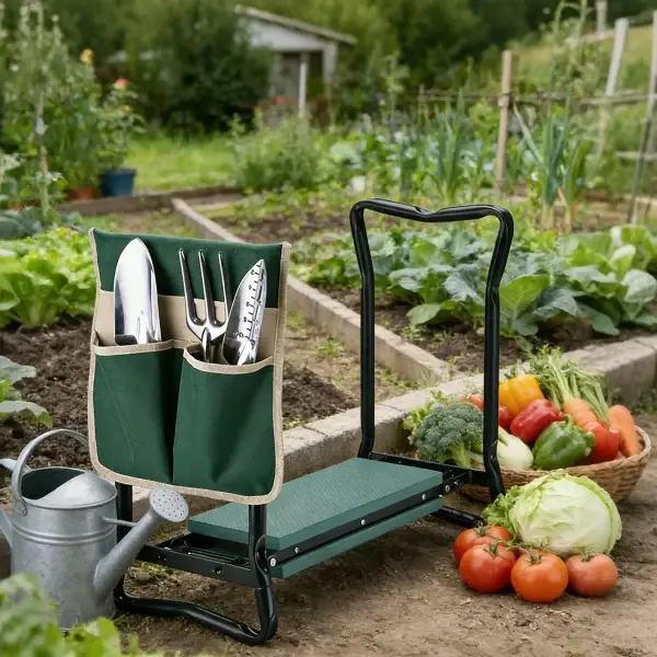 Foldable 2-in-1 Garden Kneeler and Seat with Detachable Tool Storage Bag,